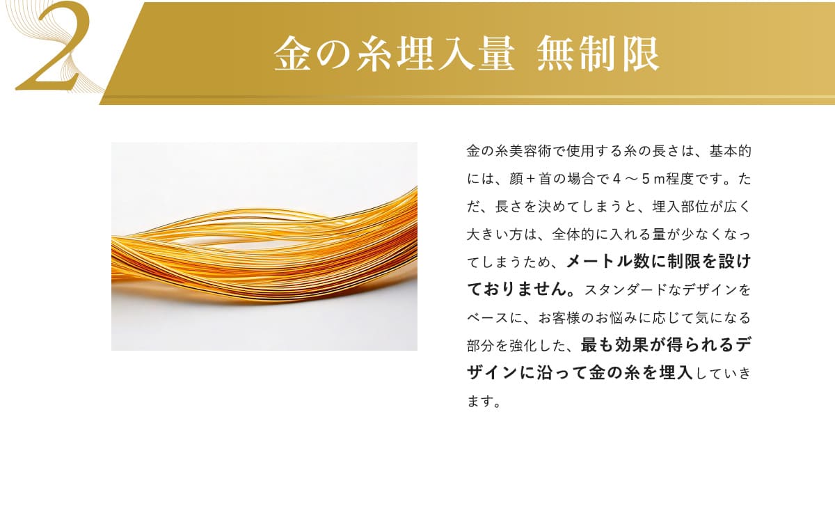 金の糸埋入量 無制限
