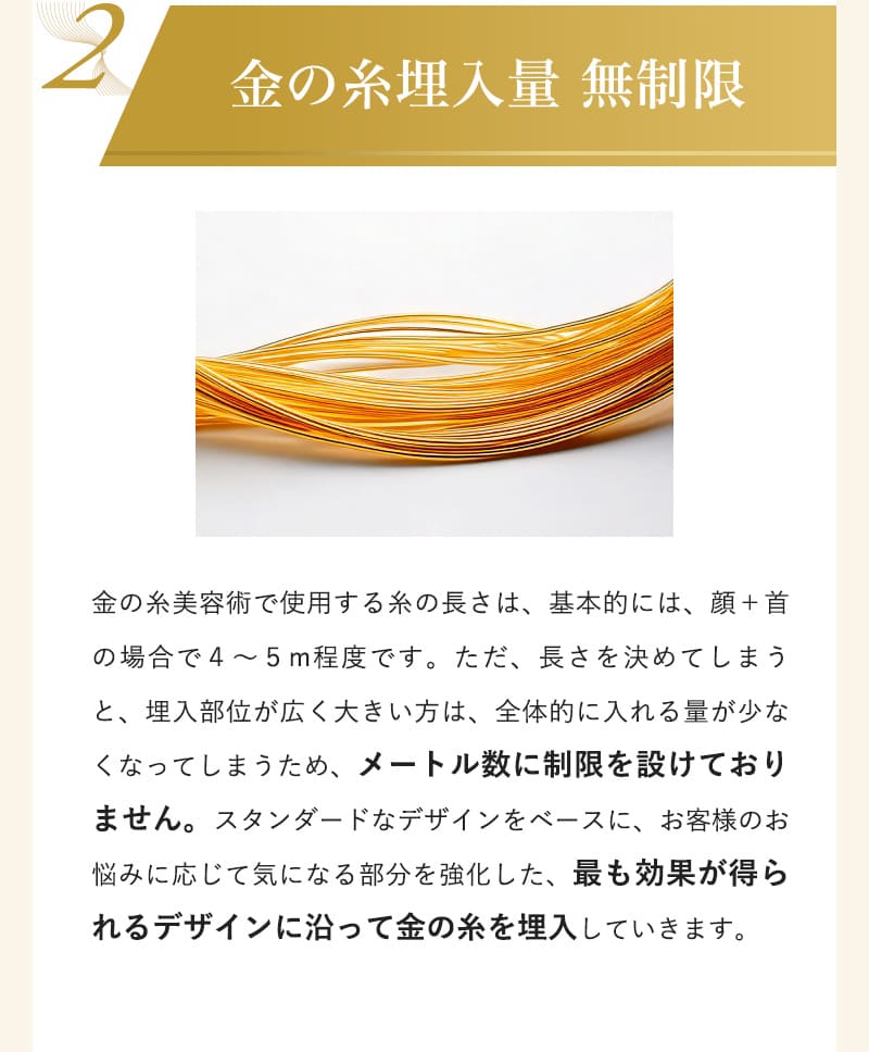 金の糸埋入量 無制限